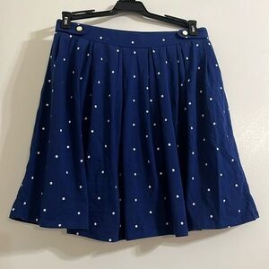 Crown & Ivy Kids Girls Skirt size L Blue with white polka dots pleated